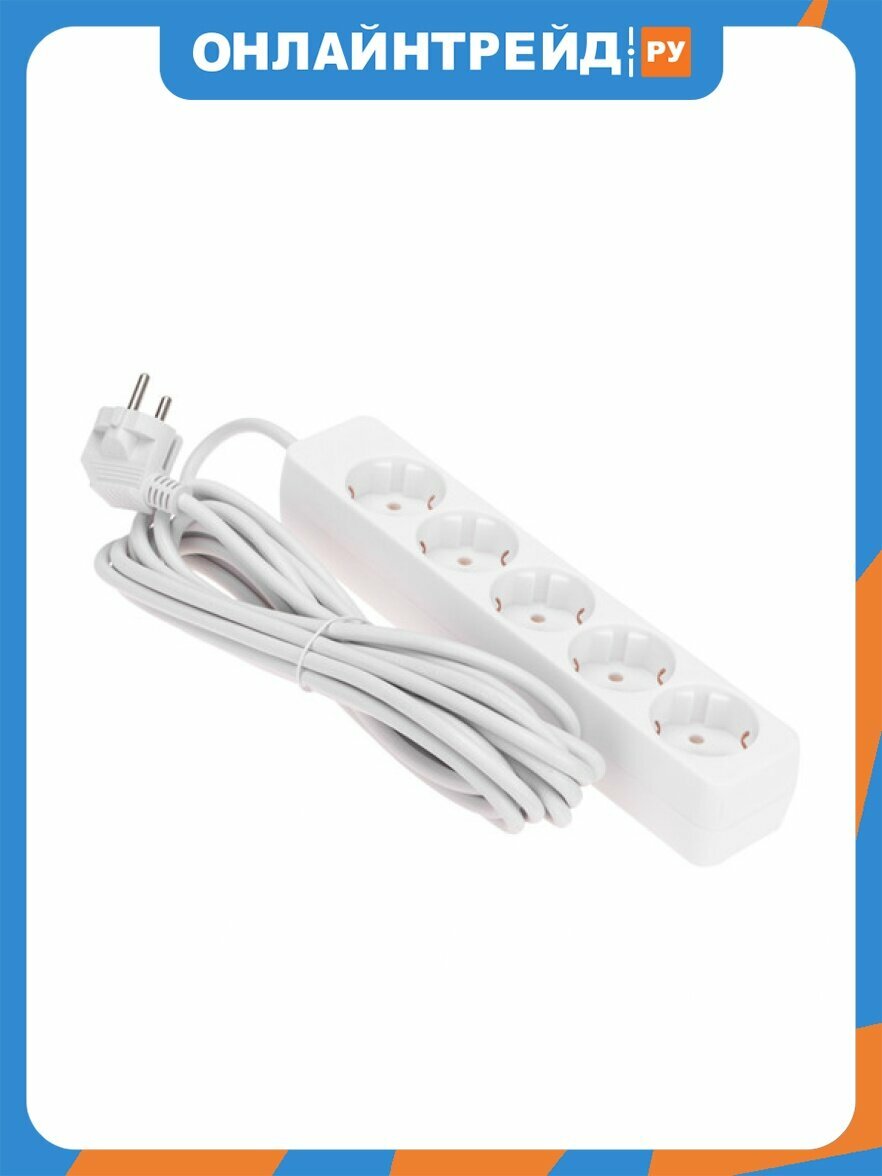 Удлинитель Proconnect 5 м, 5 гнезд, 3х0.75 кв. мм, с/з, белый