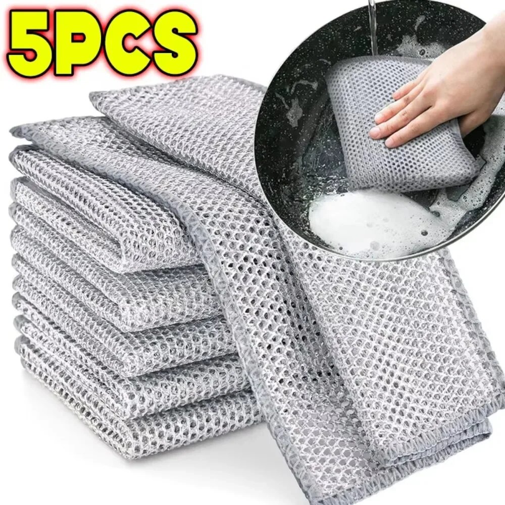 Металлическая чистящая салфетка для посуды Double Layer, 5PCS