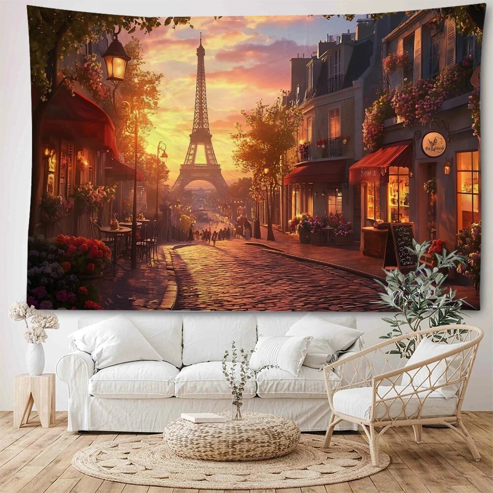 Гобелен с изображением Эйфелевой башни 90x75cm, Синий, Темно-синий