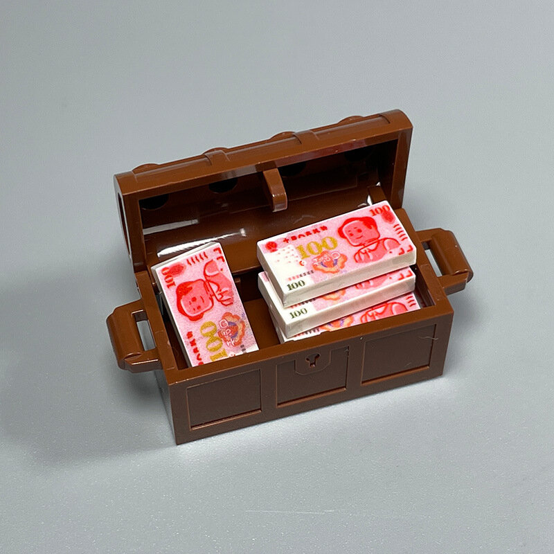 Мини сундук с 5 купюрами по 100 юаней для коллекции строительных блоков MOC