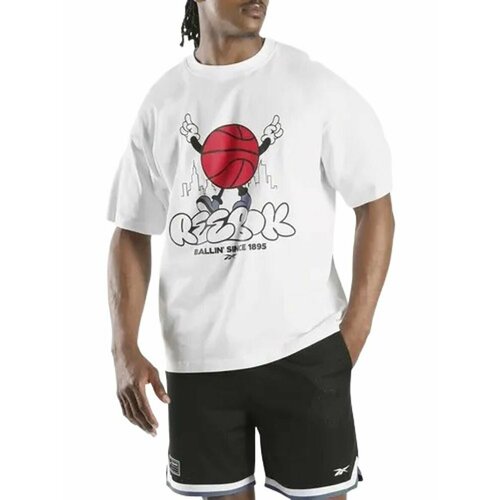 фото Футболка спортивная reebok basketball t-shirt, размер 2xl, белый