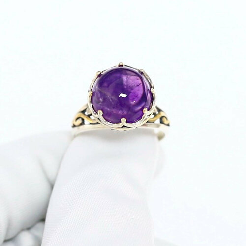 фото Кольцо diamant online, серебро, 925 проба, родирование, аметист, размер 17, фиолетовый