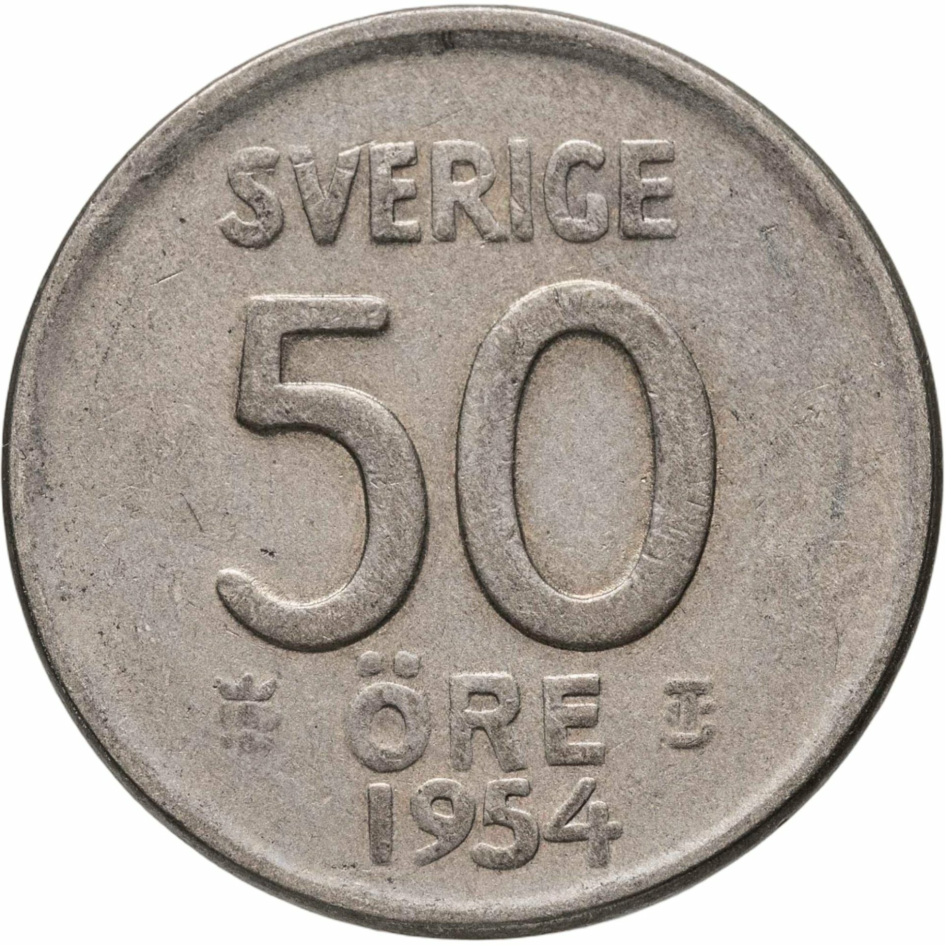 Швеция 50 эре ore 1954, Серебро 400, в сохранности VF