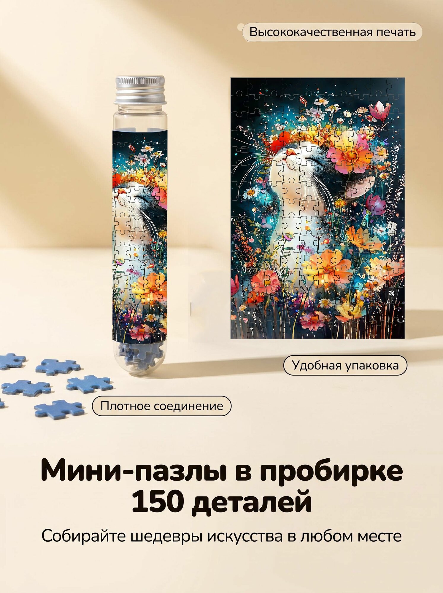 Название товара: Мини-пазл в пробирке с милыми животными - антистресс подарок