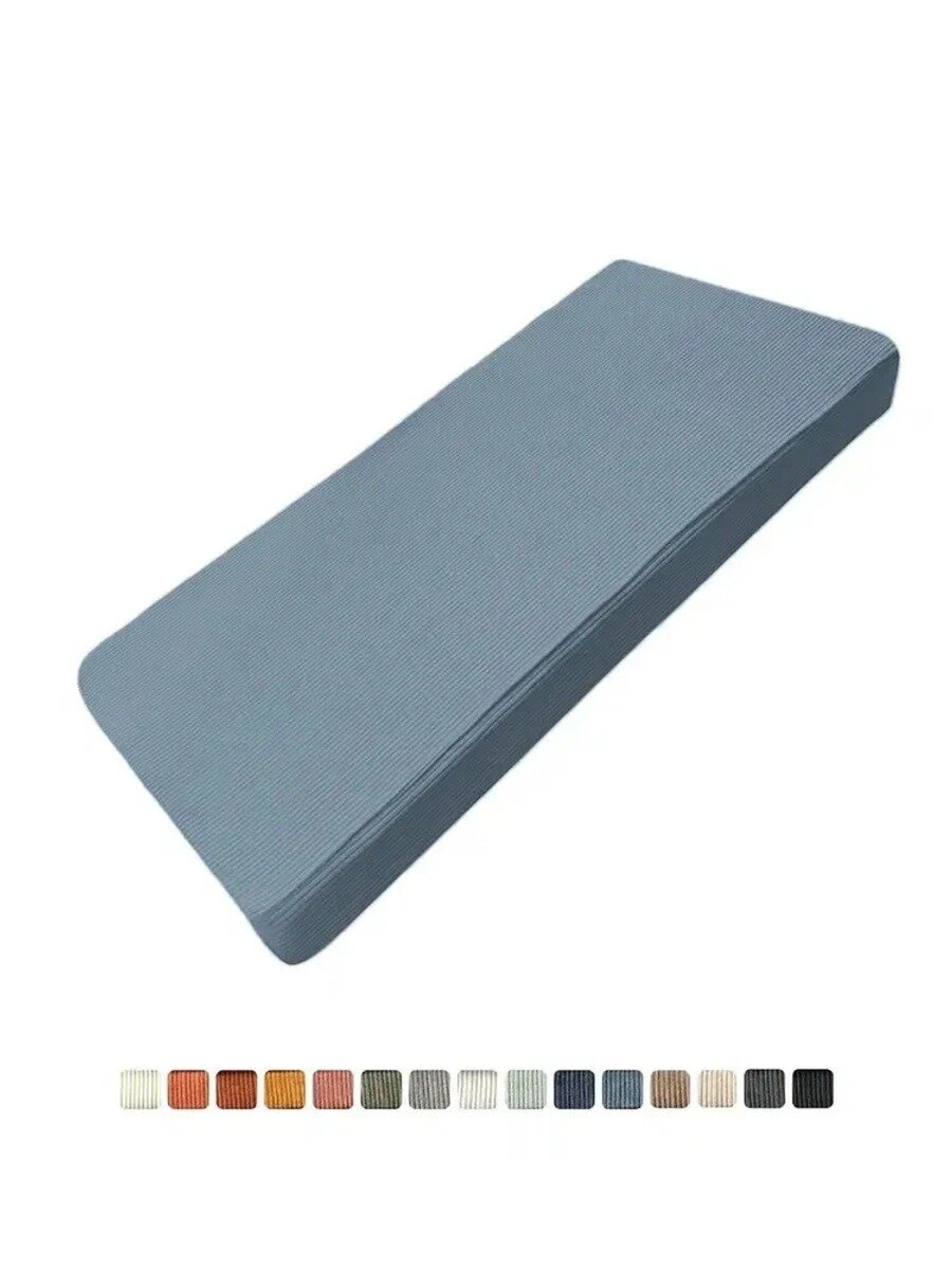 Подушка на стул 45x80 см, синяя, вельвет, наполнитель пена Balance Foam