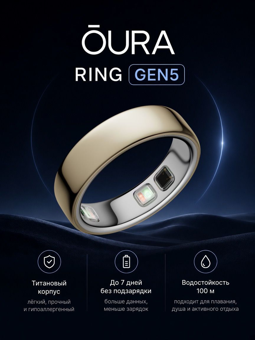 Oura Ring 5 Gold 6 - умное смарт-кольцо