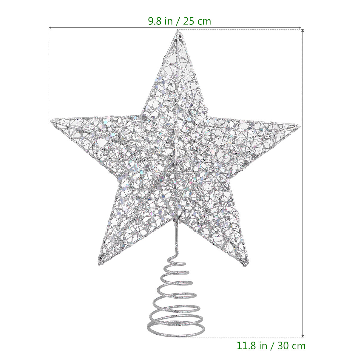 Звездочка Для Вершины Ёлки С Подсветкой 15 LED Огней Серебристая 30x25x6 См