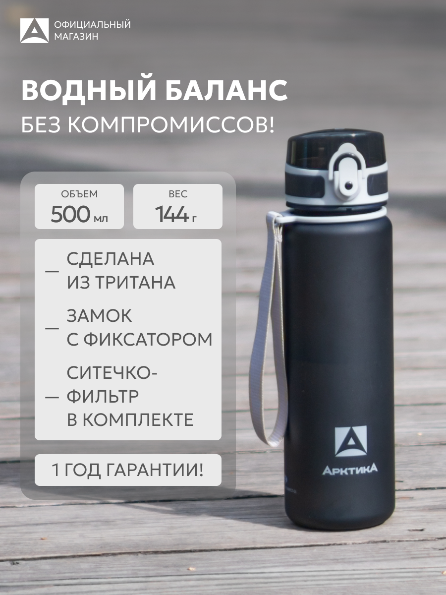 Бутылка для воды спортивная детская 500 мл из тритана с фильтром