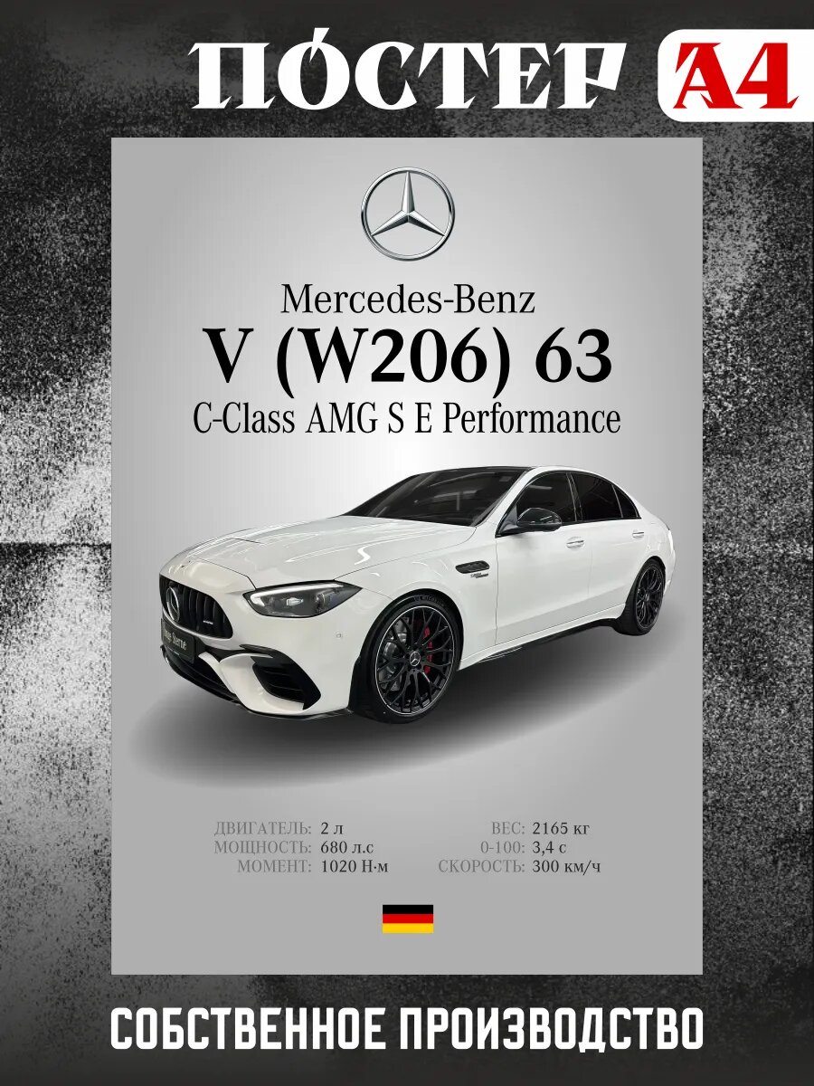 Постер на стену интерьерный А4 Mercedes-Benz C-Класс w206