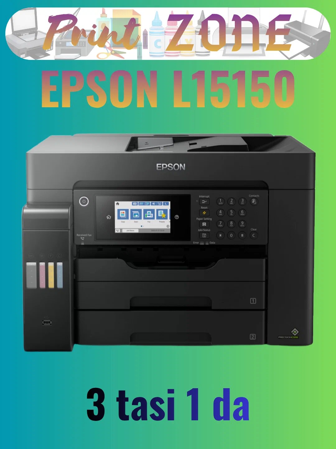 Epson EcoTank L15150 — многофункциональный МФУ A3+ с СНПЧ, Wi-Fi, Ethernet, печать/скан/копир/факс