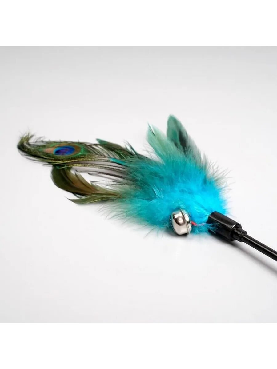 Дразнилка с пером и бубенчиком для кошек