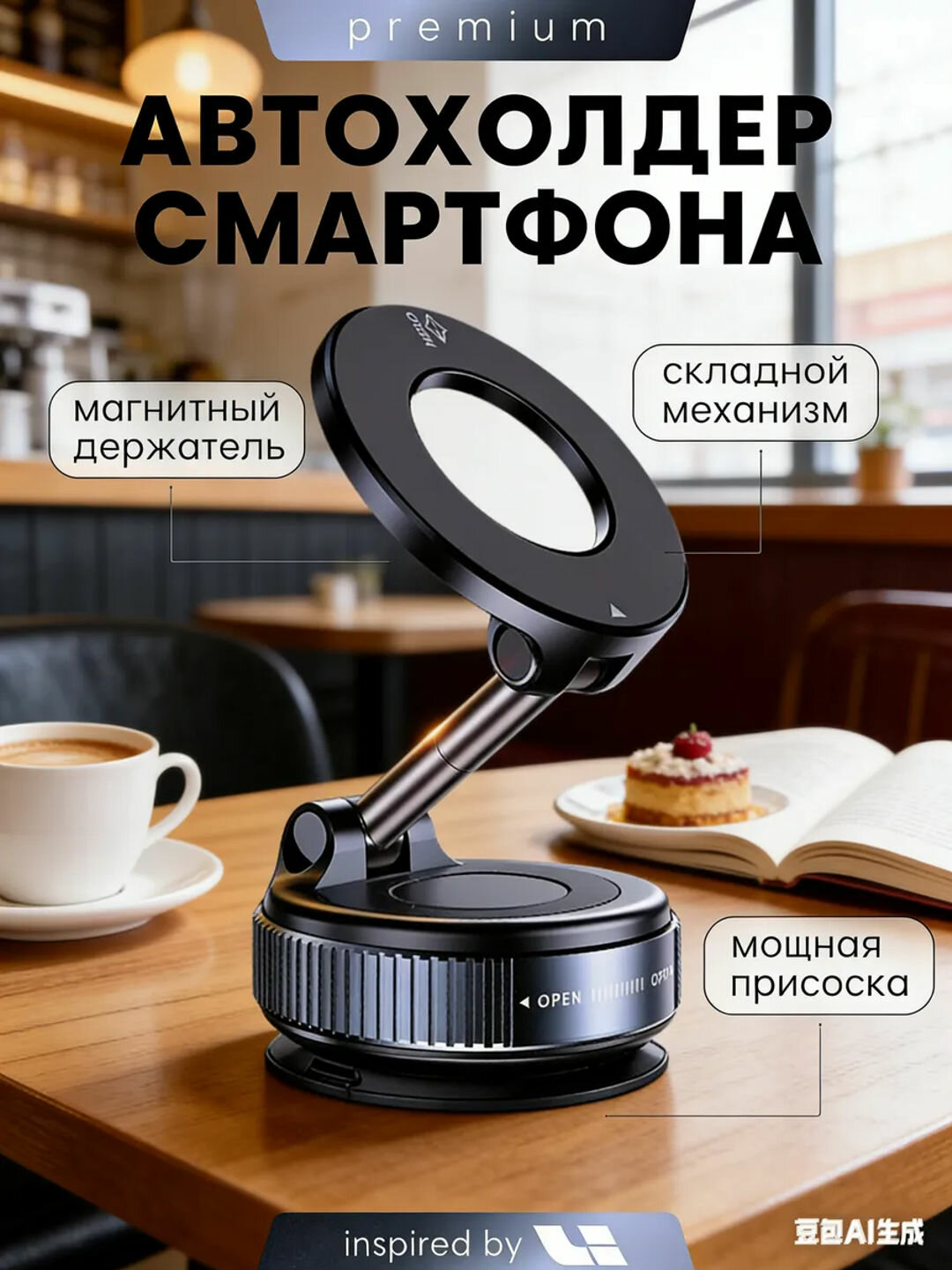 Держатель автомобильный Magnit K007, для Apple, магнитный, чёрный