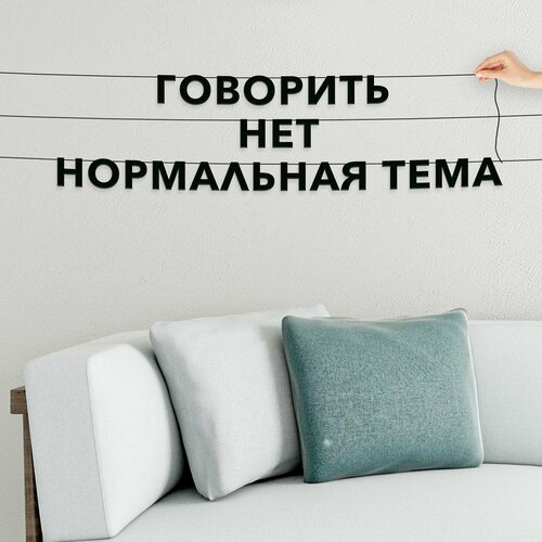фото Гирлянда надпись, интерьерная - говорить нет нормальная тема , черная текстовая растяжка.