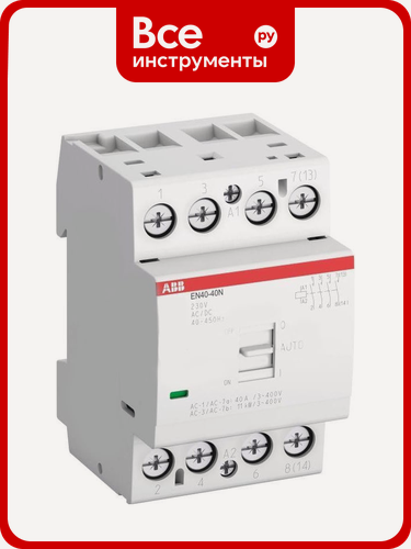 Изображение товара Модульный контактор ABB EN40-40N-06 с ручным управлением катушка 230В AC/DC 1SAE342111R0640 для DIN‑рейки, нереверсивный