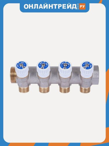 Изображение товара Коллектор Stout распределительный SMB 6852 341204 3/4", 4 отвода 1/2" плоское уплотнение