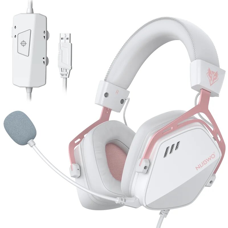 Nubwo HG03 проводная игровая гарнитура Розовый, WhitePink