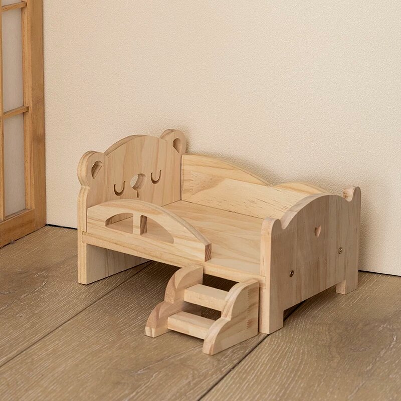 Мини деревянная кровать для кукол без набора (только кровать), 23см x 18см, подходит для кукол 10-15см, простая
