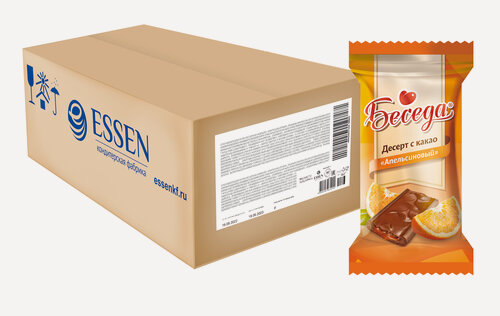 Изображение товара Десерт ESSEN Беседа с какао Апельсиновый, коробка 3 кг.