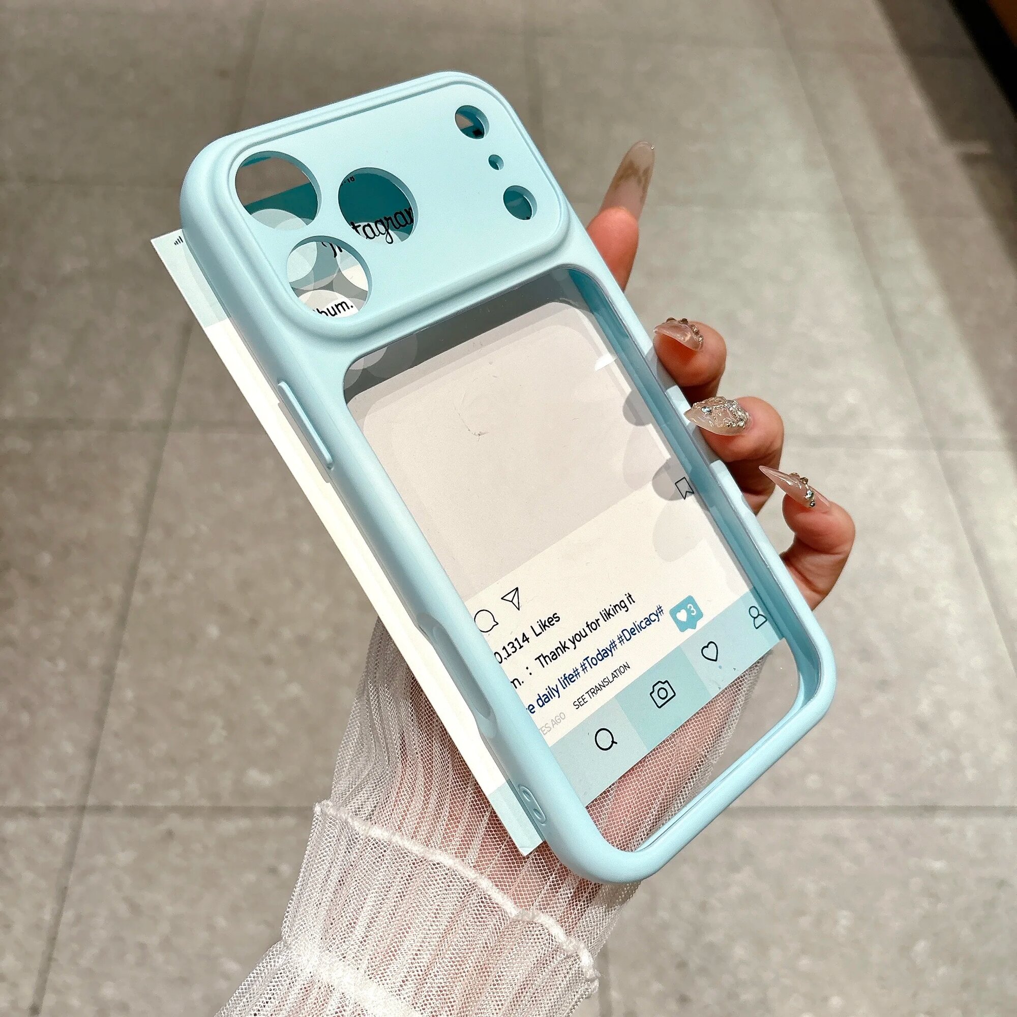 Прозрачный акриловый чехол Candy Color с большим окном и защитой от ударов iPhone17 Pro, Синий, Blue