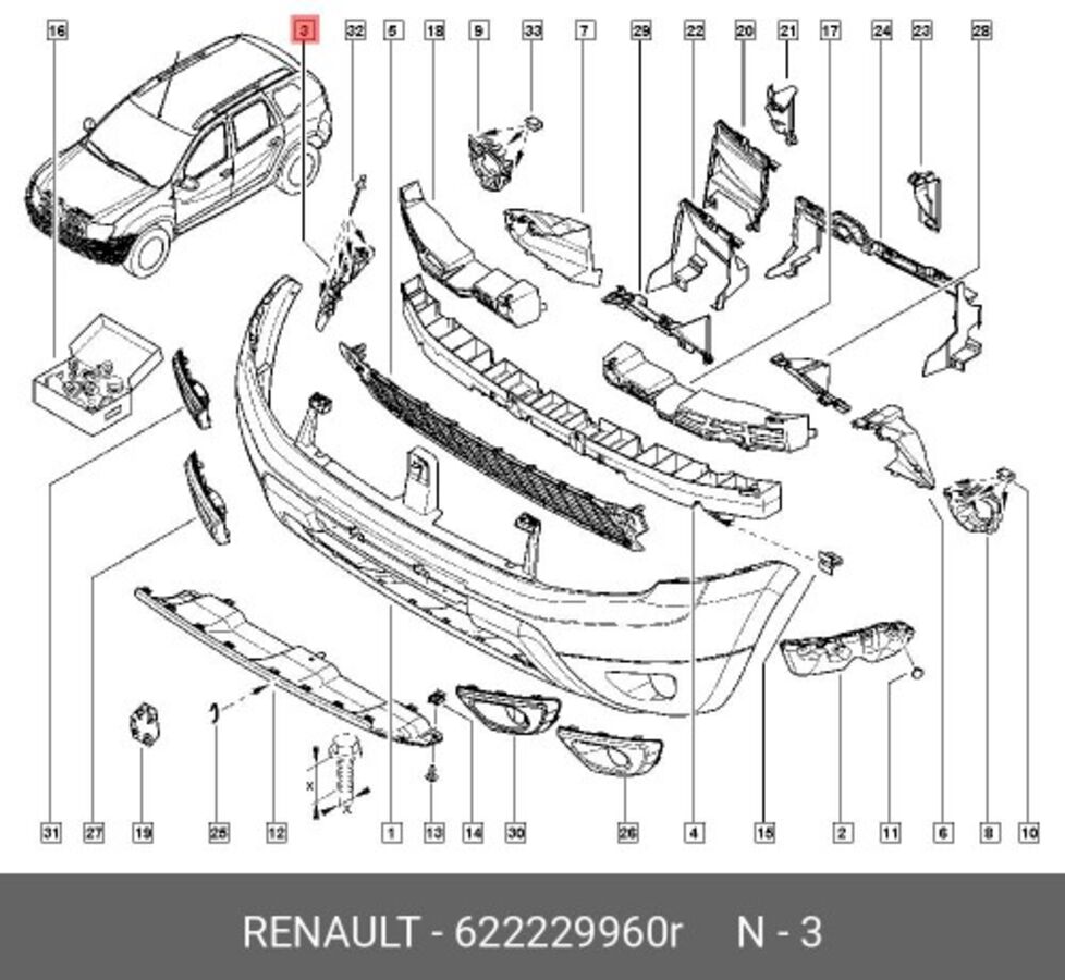 Кронштейн пер. бампера org (RENAULT 622229960R)