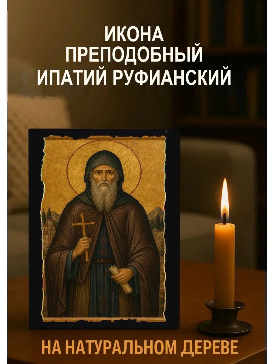 Икона Преподобный Ипатий Руфианский, на дереве, 15×18 см, освящённая