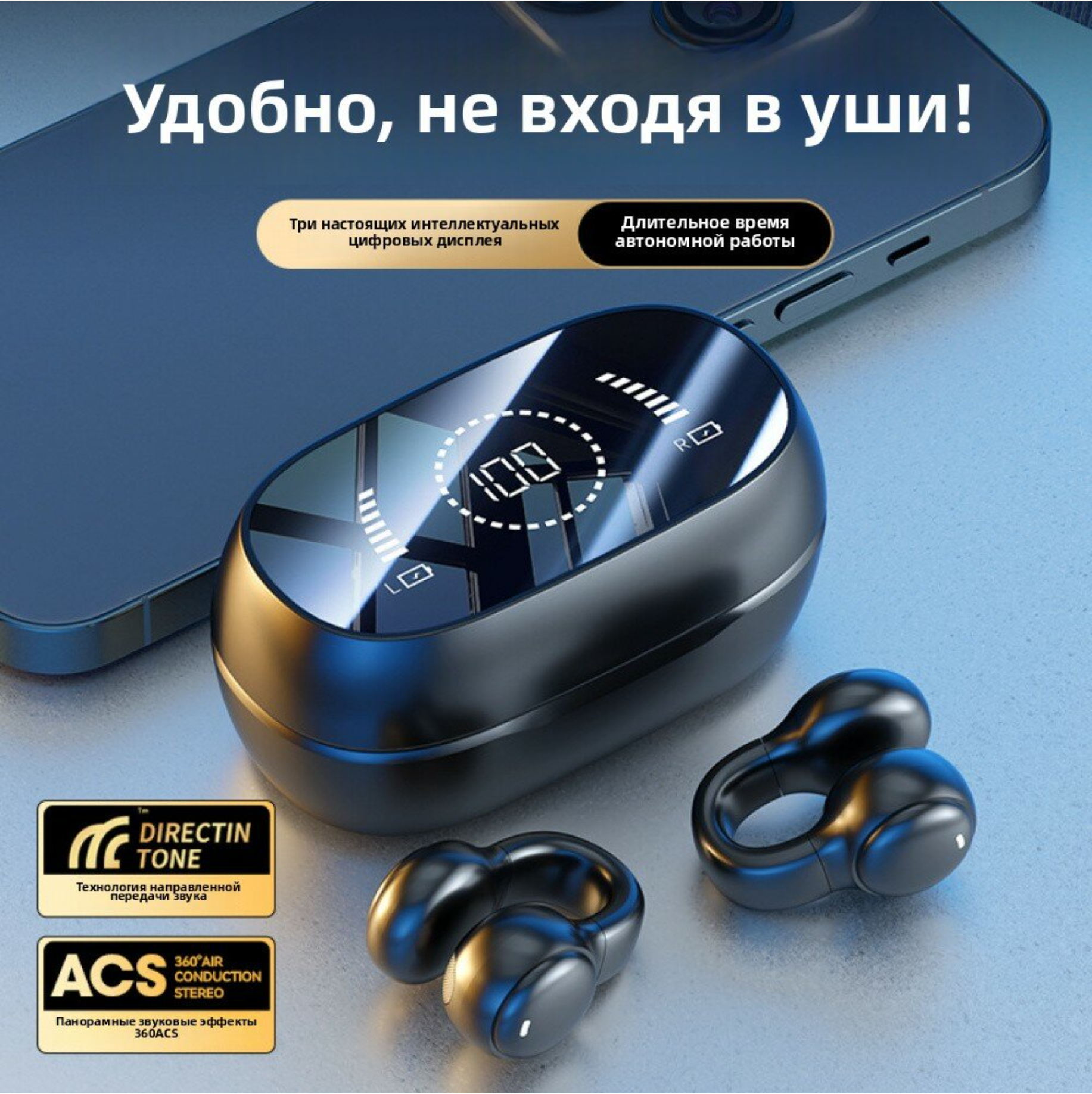 Беспроводные наушники，Наушники M47 Hi-Tech, Bluetooth , ANC, с регулировкой громкости, черные