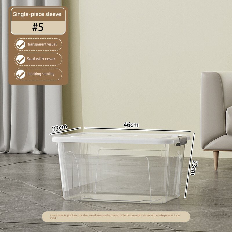 Прозрачный контейнер очень большого размера для одежды, игрушек и закусок - 46x32x23см