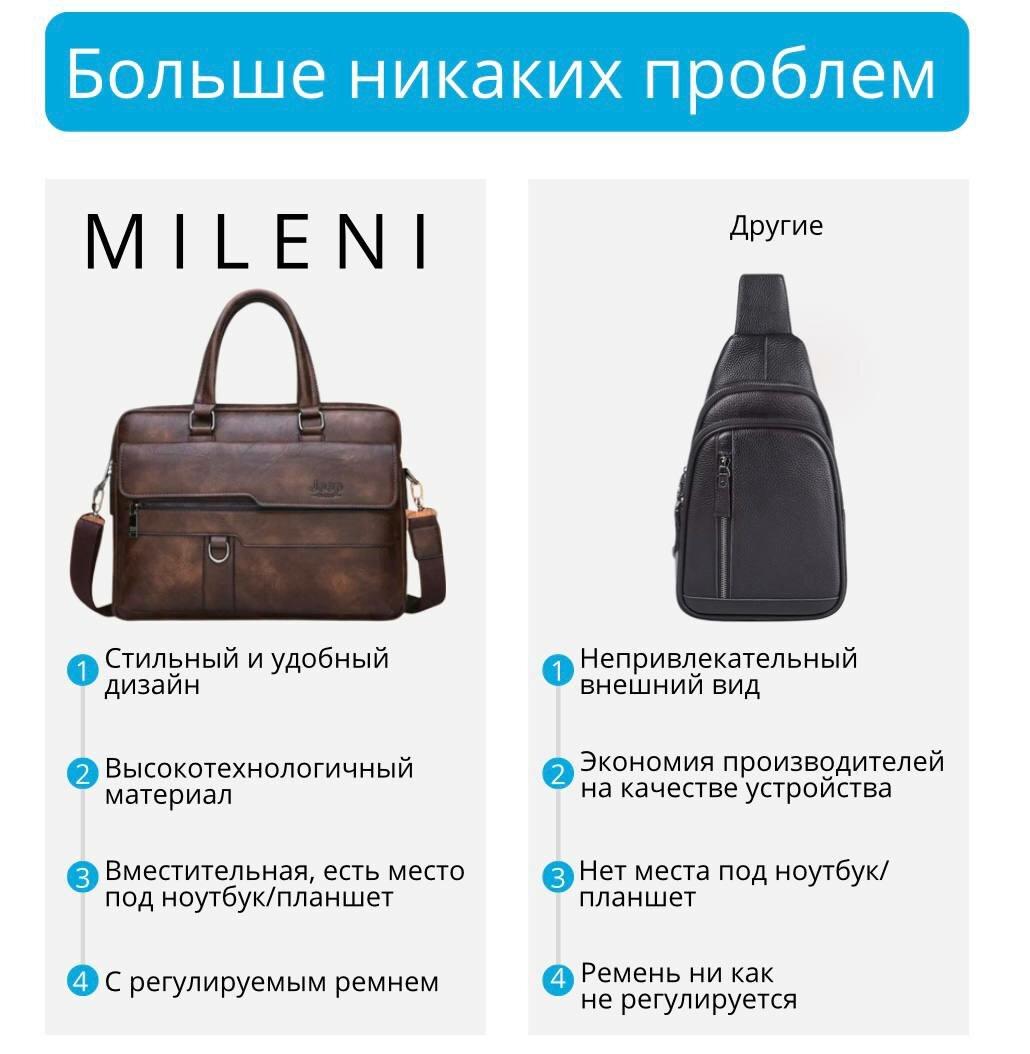 Портфель, темно-коричневый — фото 1