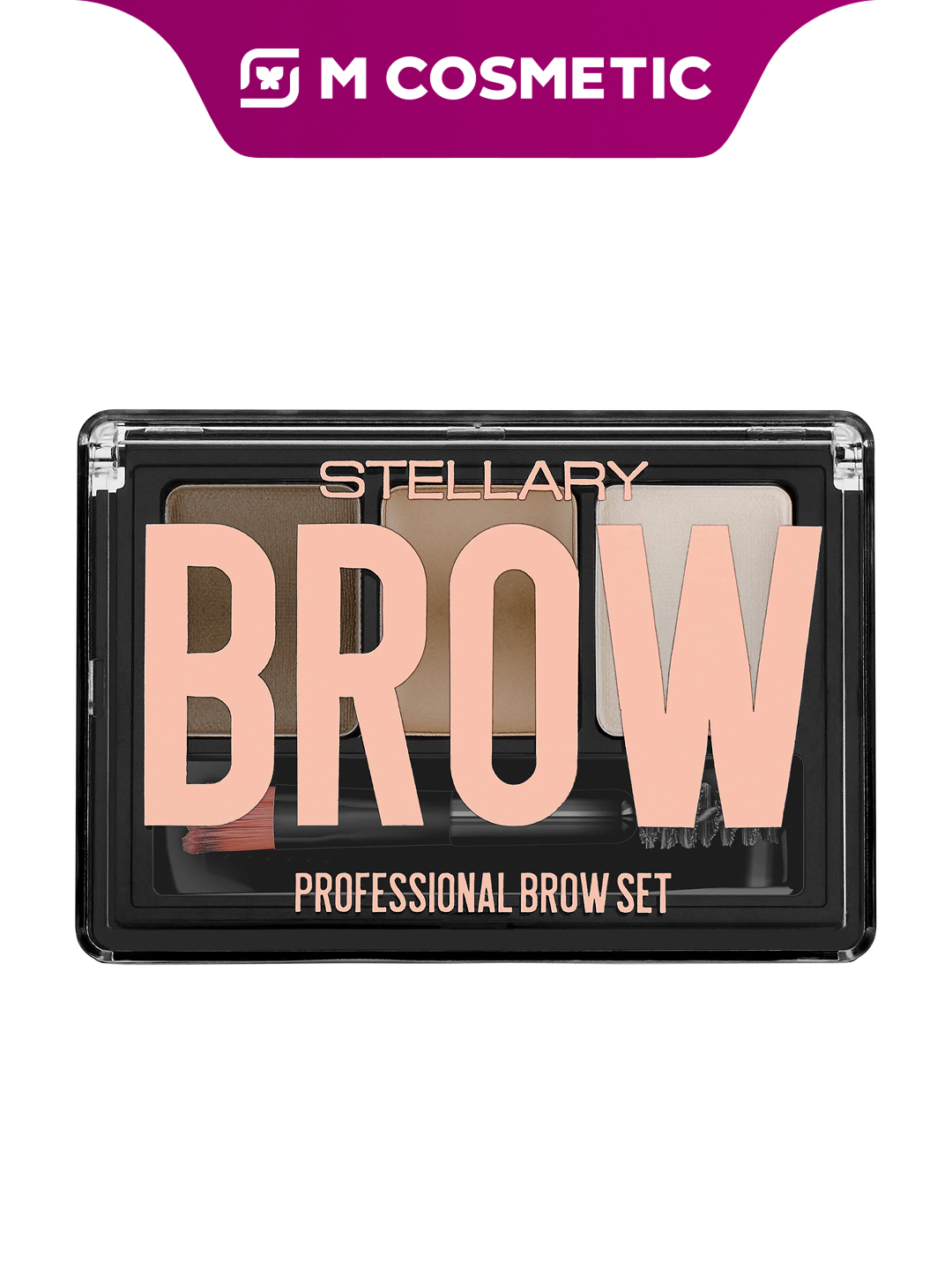 Набор для бровей STELLARY Professional Brow Set 02 Brunet, водостойкий, палетка