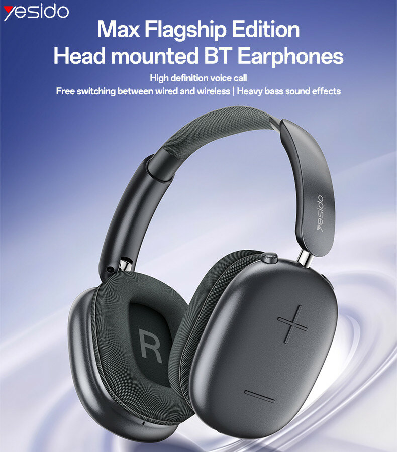 Беспроводные наушники Yesido EP10, Bluetooth 5.4, проводное и беспроводное подключение, ANC+ENC, 40 мм, 35 ч работы