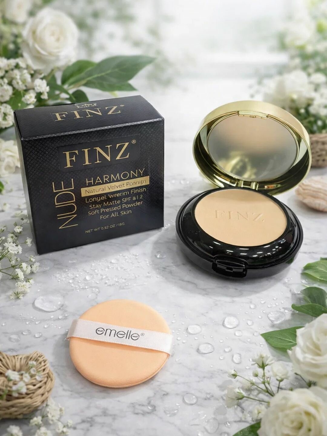 FINZ Harmony Natural Velvet – Мягкая Прессованная Пудра, Матовое Покрытие и Длительный Эффект для Всех Типов Кожи
