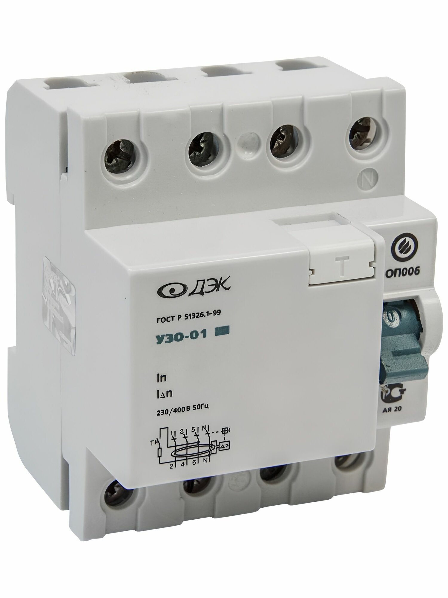 УЗО-01. ДЭК, 25А/ 30мА, 4P, тип AC.