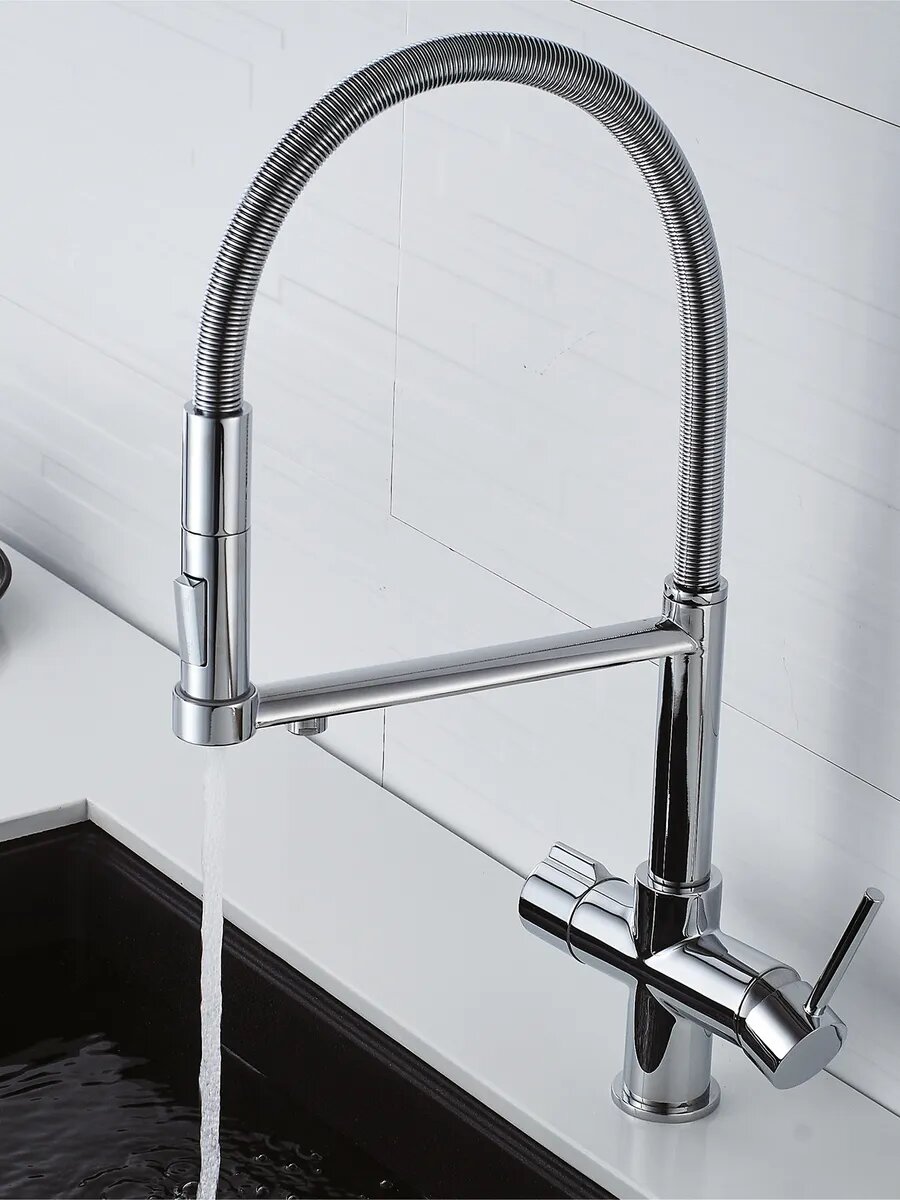 Смеситель для кухни с гибким изливом и фильтром Rose R758