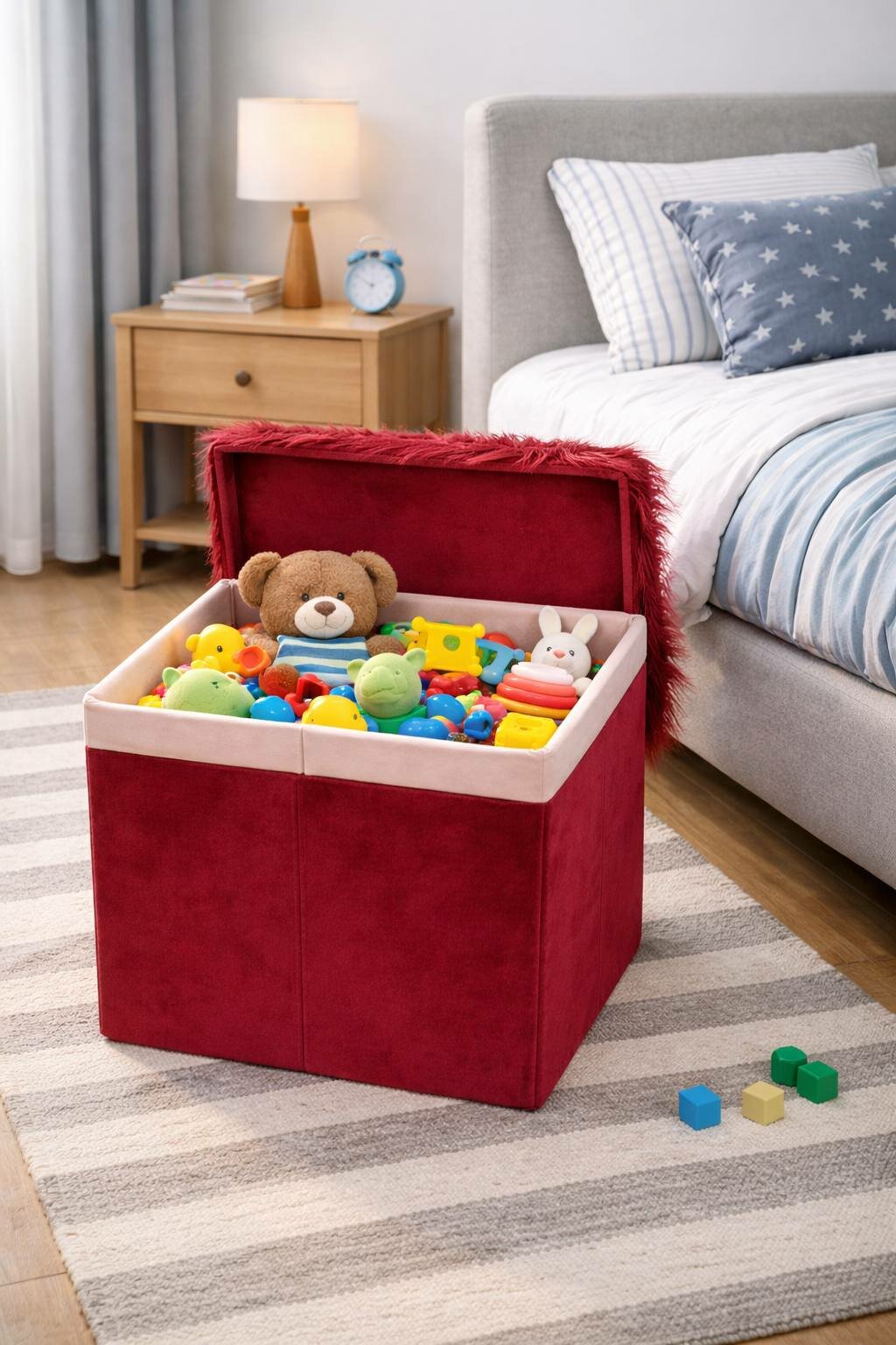 Многофункциональный мягкий столик-пуф с функцией органайзера