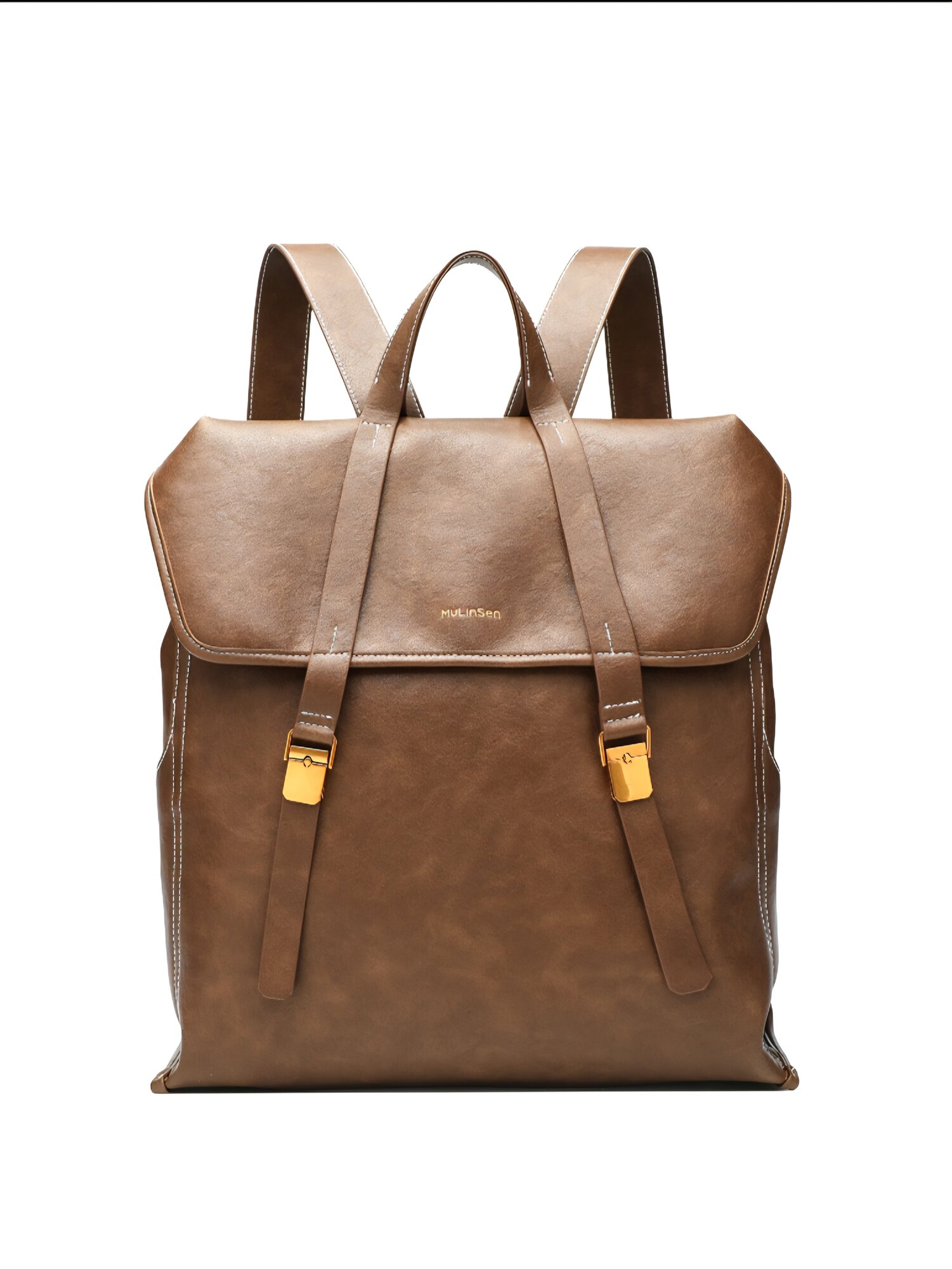 Рюкзак Mulinsen, натуральная кожа, городской стиль, коричневый