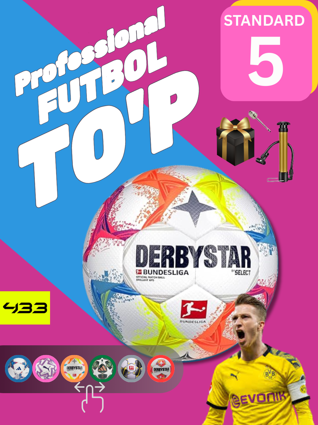 Футбольный мяч с насосом и аксессуарами / Nasos va aksessuarlar bilan futbol to‘pi