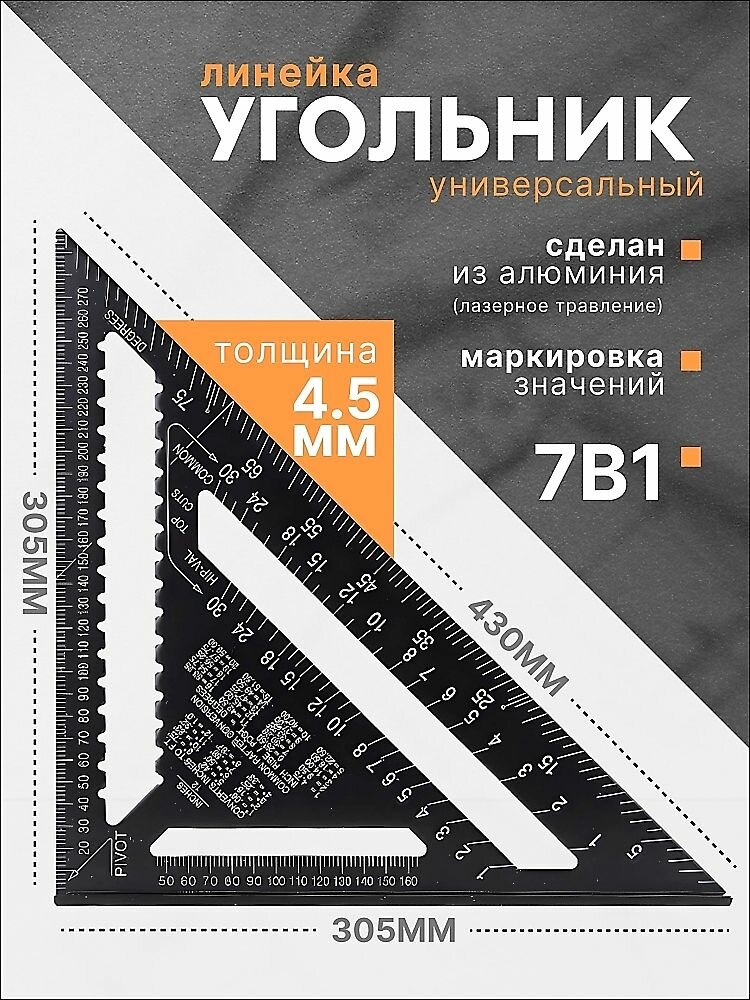 Линейка/угольник строительный 430мм х 305мм, Алюминий