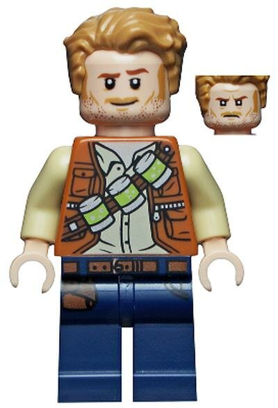 Минифигурка Lego jw066 Owen Grady - Lime Canisters