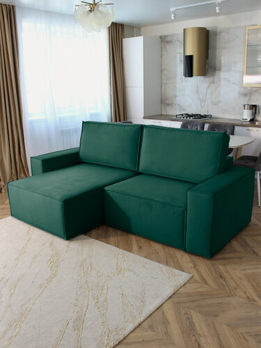 Изображение товара Угловой диван-кровать Forrest Конер зеленый, левый угол, Еврокнижка, 250х155х65 см