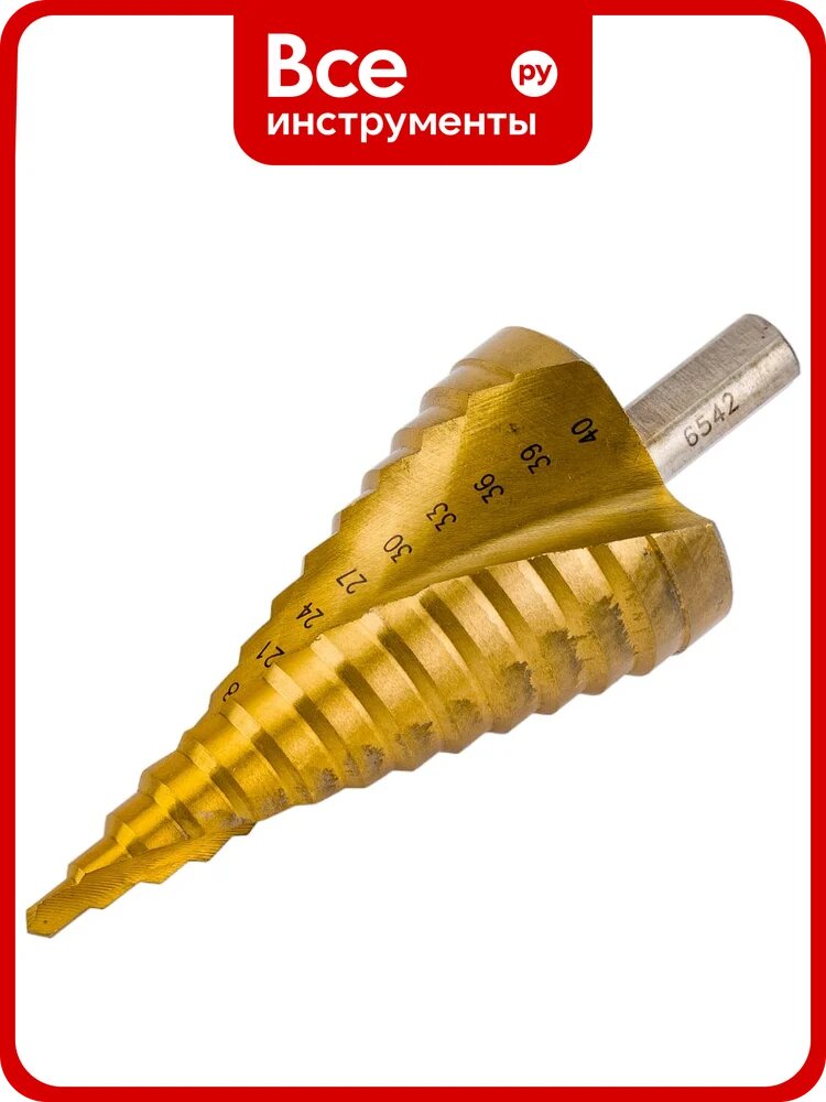 Сверло ступенчатое по металлу SPIRAL HSS-TiN 4-40х3/103 мм D.BOR SDSP-TIN-04-40-10
