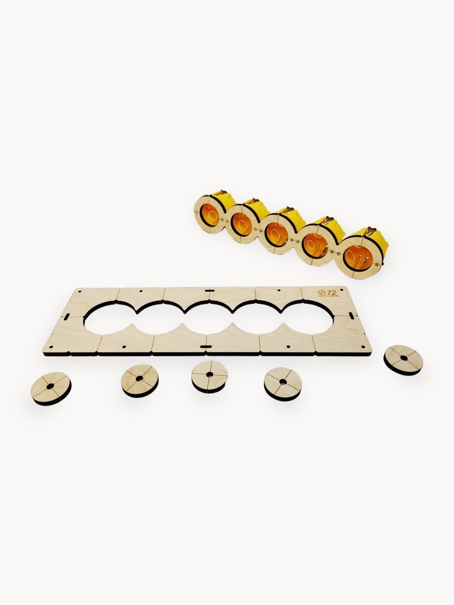 Шаблон для сверления и установки подрозетников на 5 отверстия, диаметром 72 мм, толщина 8 мм, Межцентровое расстояние 71мм.