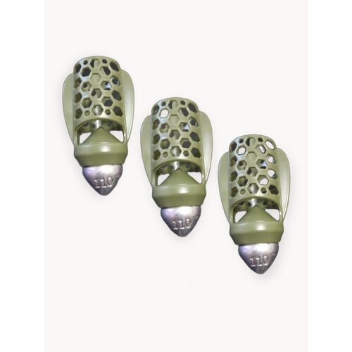 Кормушка фидерная пластиковая для рыбалки пуля 3 штуки -вес 110 гр