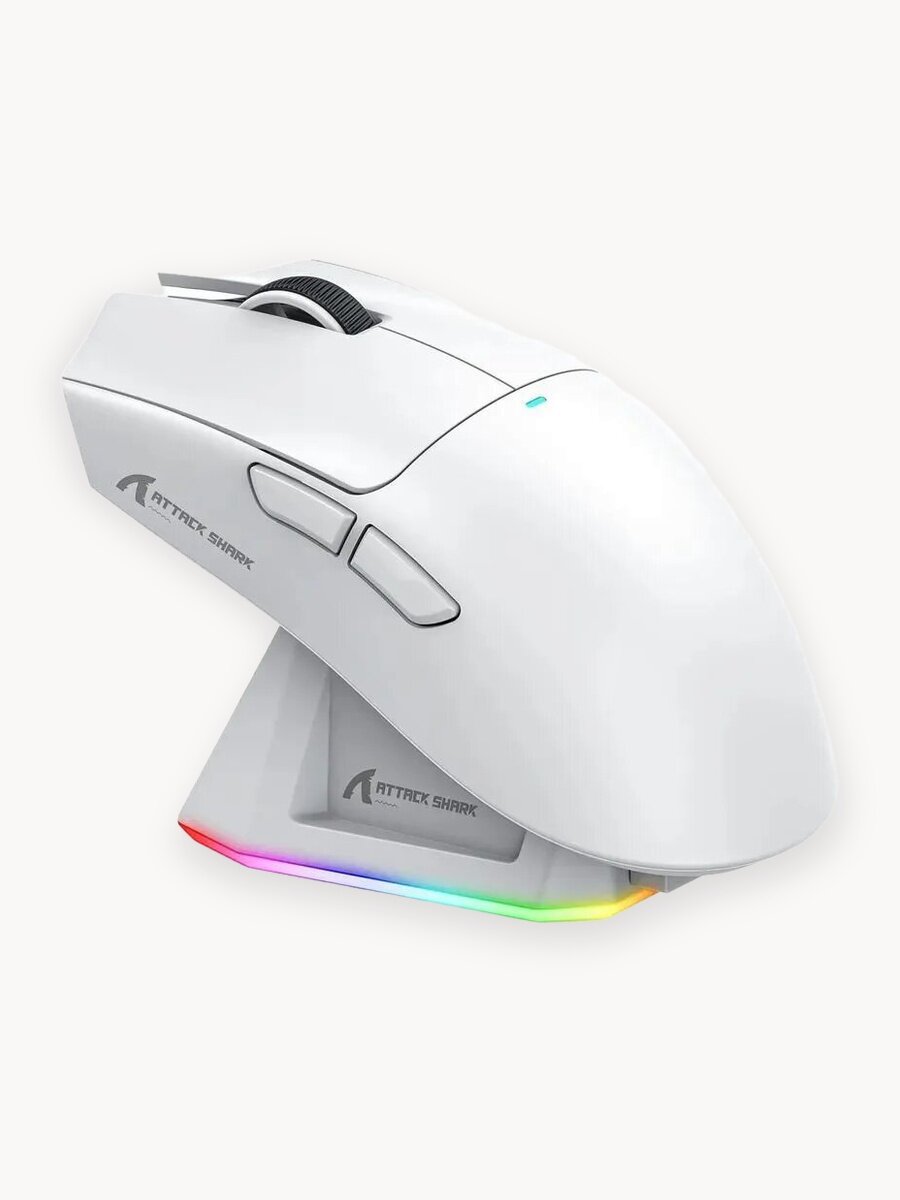 Мышь Attack Shark "X11", беспроводная, с док-станцией, оптический лазерный сенсор, белая