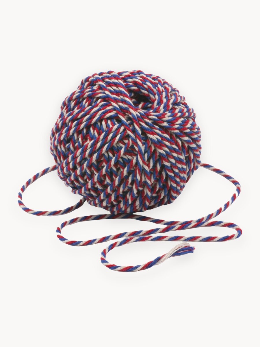 Шнур хлопковый плетеный для рукоделия и одежды, 3мм*50м, Айрис (красный, синий)