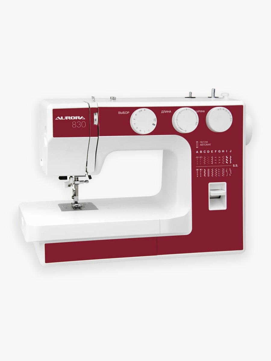 Швейная машинка AURORA 830 красный, автоматический нитевдеватель, металлический вертикальный челнок.