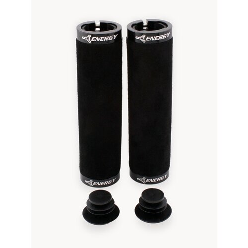 Грипсы для велосипеда Energy Leather, 130 мм, черные, с кольцами
