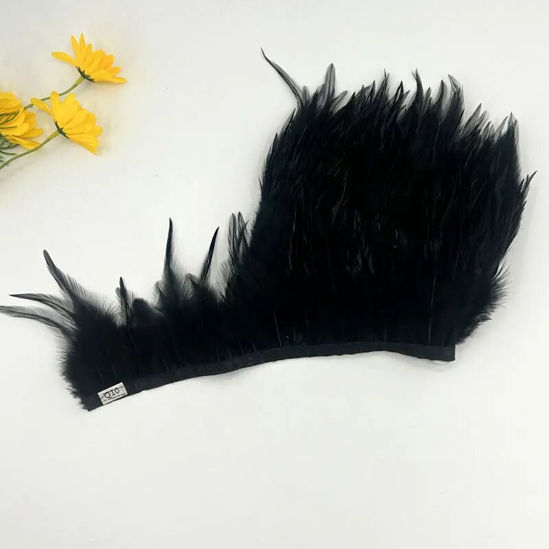 Лента с перьями марабу 1/5/10 м 10meter, Черный, black