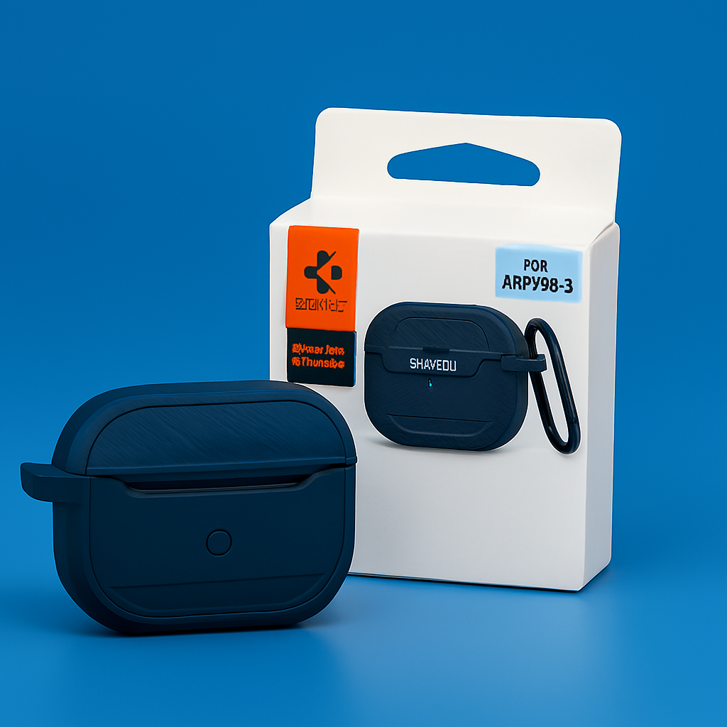 Чехол Spigen Rugged Armor для AirPods 3 с карабином, черный — фото 1