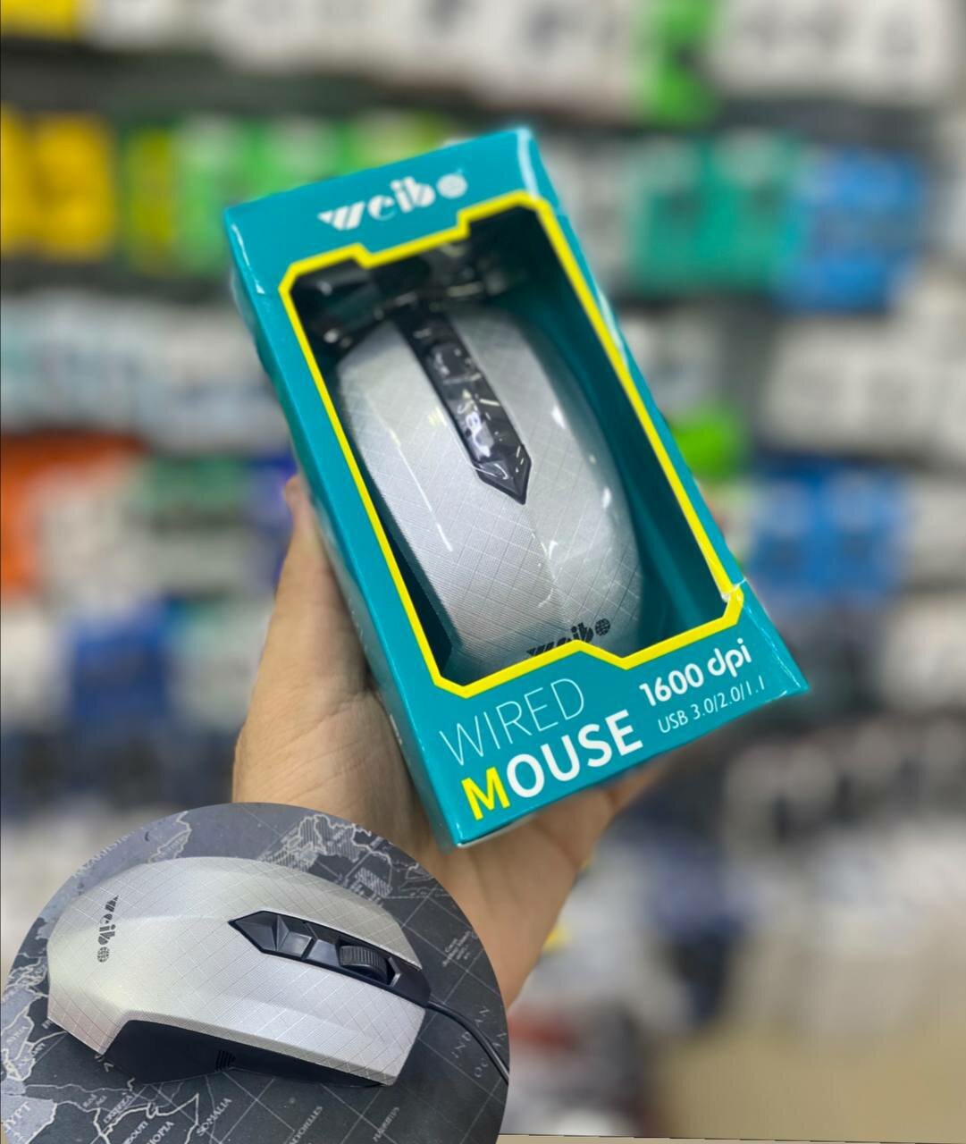 Мышь проводная Weibo 1600 DPI, USB, оптическая, для компьютера и ноутбука