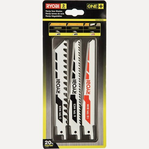 Изображение товара Набор полотен для сабельной пилы 3 шт Ryobi 5132002813
